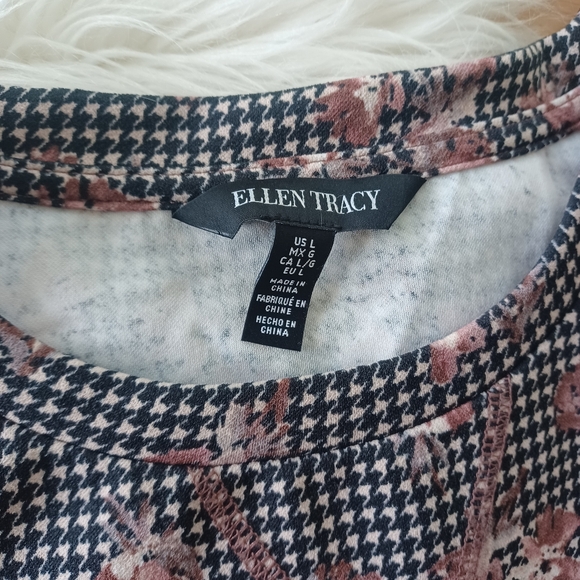 {Ellen Tracy} Houndstooth floral print top - Picture 2 of 6